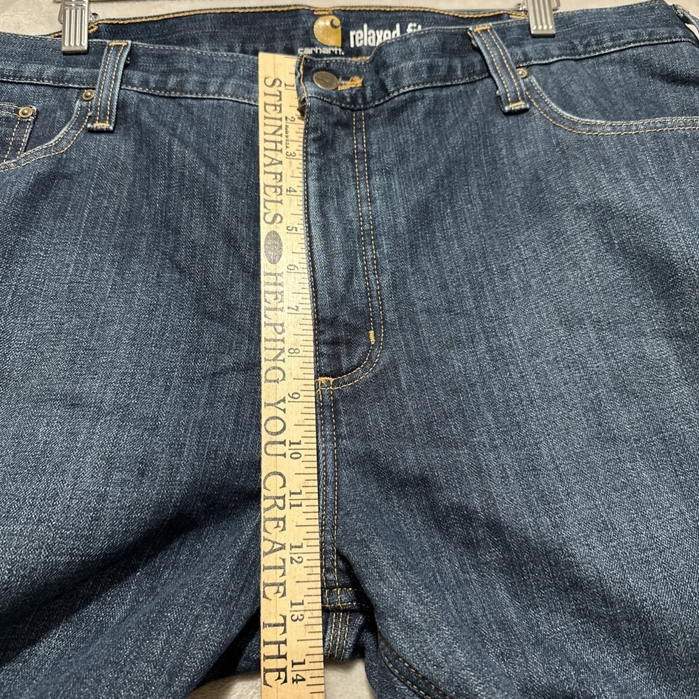 Carhartt Relaxed Fit Men's 42 Blue Jeans Fleece Lined Denim Medium Wash‎ Pockets - Picture 6 of 7